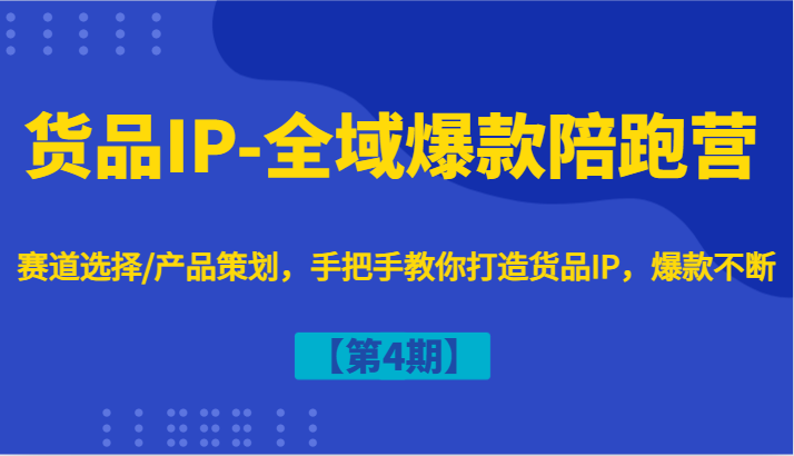 货品IP-全域爆款陪跑营【第4期】赛道选择/产品策划，手把手教你打造货品IP，爆款不断-川融创客