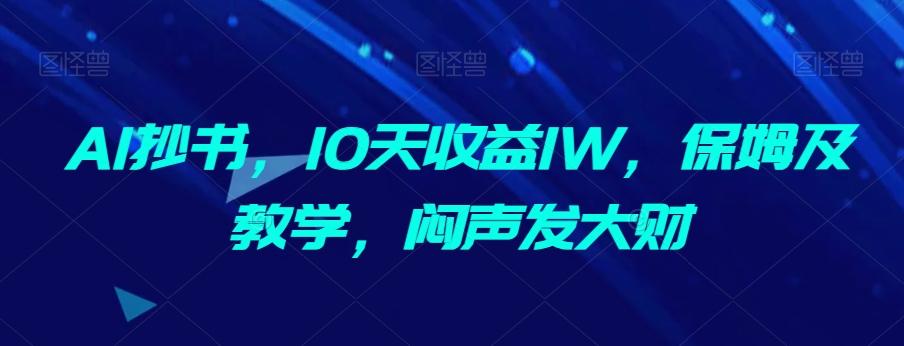 AI抄书，10天收益1W，保姆及教学，闷声发大财-川融创客
