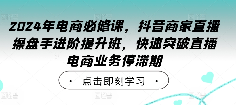 2024年电商必修课，抖音商家直播操盘手进阶提升班，快速突破直播电商业务停滞期-川融创客