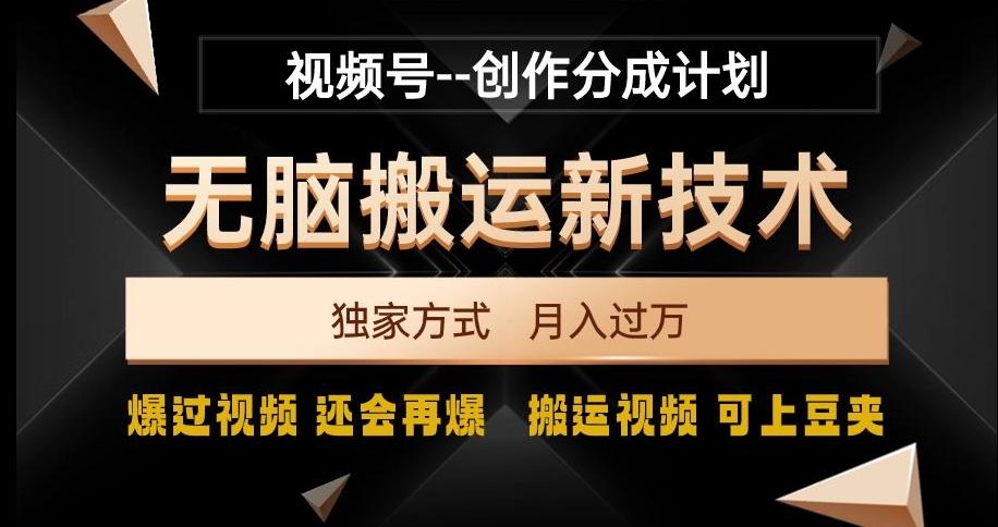 视频号无脑搬运新技术，破原创壕流量，独家方式，爆过视频，还会再爆【揭秘】-川融创客