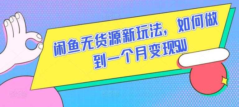 闲鱼无货源新玩法，如何做到一个月变现5W【揭秘】-川融创客