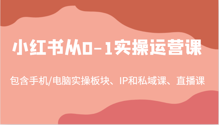小红书从0-1实操运营课，包含手机/电脑实操板块、IP和私域课、直播课(97节)-川融创客