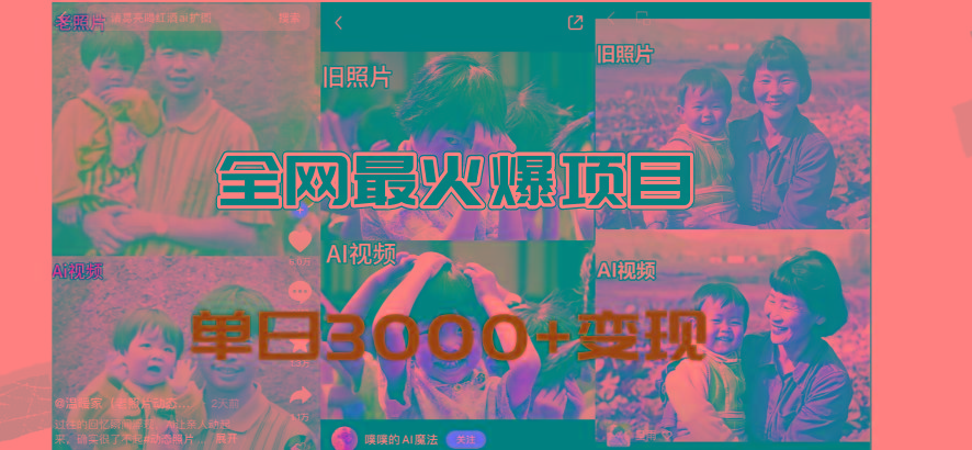 全网爆火的AI让老照片动起来教程，蹭热点日赚3000+，内含免费工具一键…-川融创客