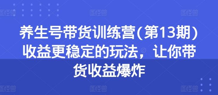 养生号带货训练营(第13期)收益更稳定的玩法，让你带货收益爆炸-川融创客