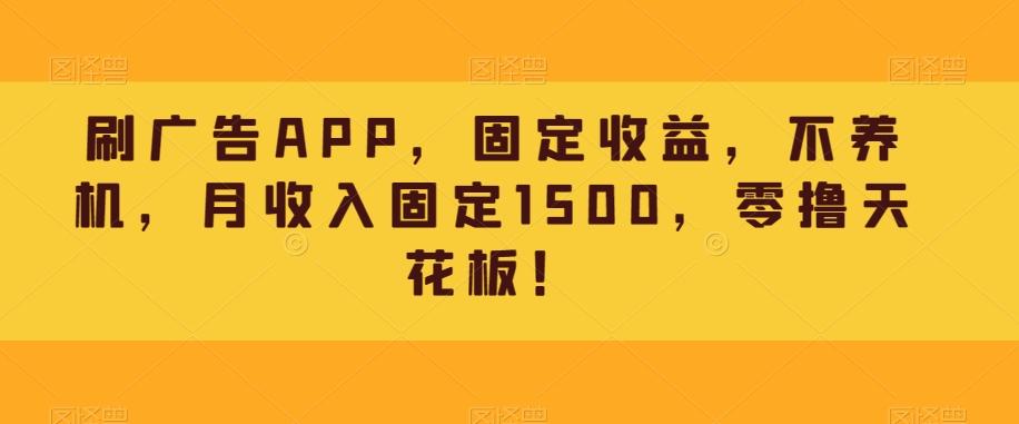 刷广告APP，固定收益，不养机，月收入固定1500，零撸天花板！-川融创客