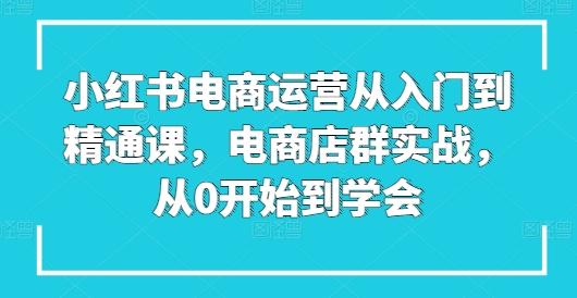 小红书电商运营从入门到精通课，电商店群实战，从0开始到学会-川融创客