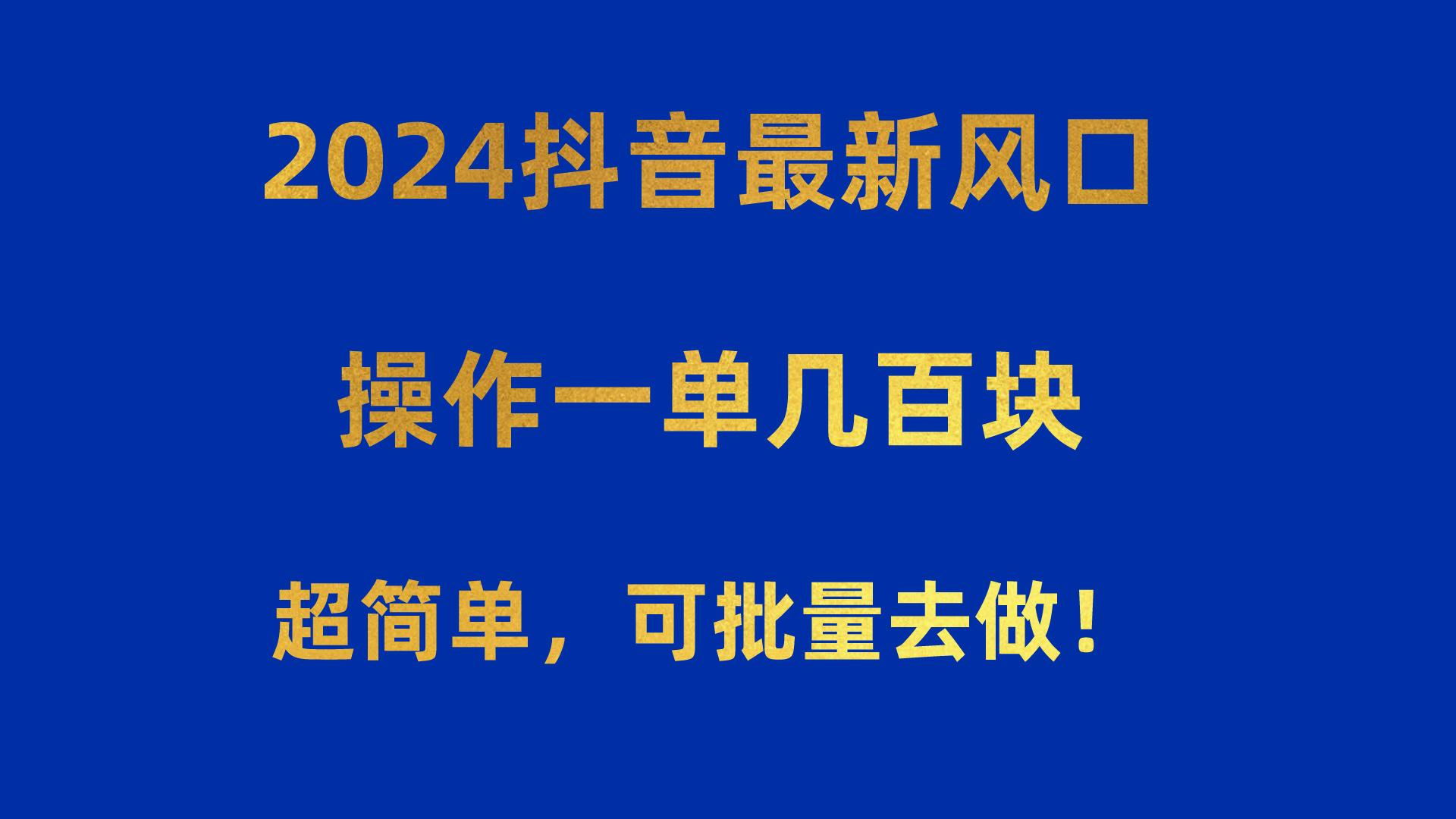 2024抖音最新风口！操作一单几百块！超简单，可批量去做！！！-川融创客