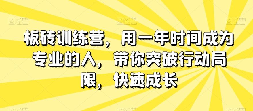 板砖训练营，用一年时间成为专业的人，带你突破行动局限，快速成长-川融创客