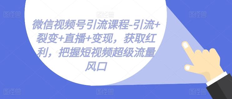 微信视频号引流课程-引流+裂变+直播+变现，获取红利，把握短视频超级流量风口-川融创客