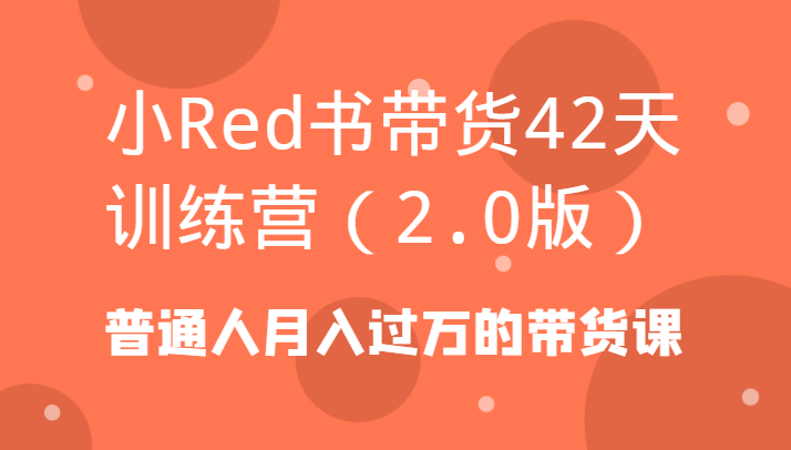 小Red书带货42天训练营(2.0版)普通人月入过万的带货课-川融创客