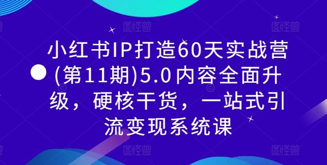小红书IP打造60天实战营(第11期)5.0​内容全面升级，硬核干货，一站式引流变现系统课-川融创客