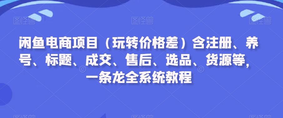 闲鱼电商项目(玩转价格差)含注册、养号、标题、成交、售后、选品、货源等，一条龙全系统教程-川融创客