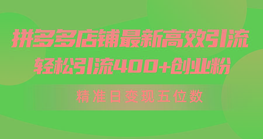 (10041期)拼多多店铺最新高效引流术，轻松引流400+创业粉，精准日变现五位数！-川融创客
