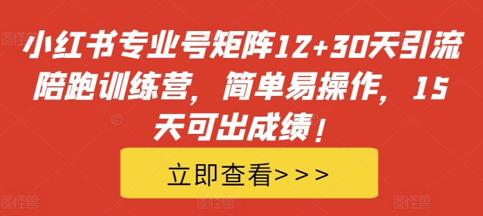 小红书专业号矩阵12+30天引流陪跑训练营，简单易操作，15天可出成绩!-川融创客