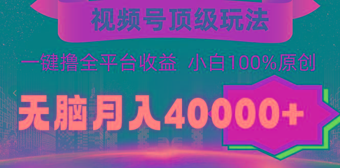 (9281期)视频号顶级玩法，无脑月入40000+，一键撸全平台收益，纯小白也能100%原创-川融创客