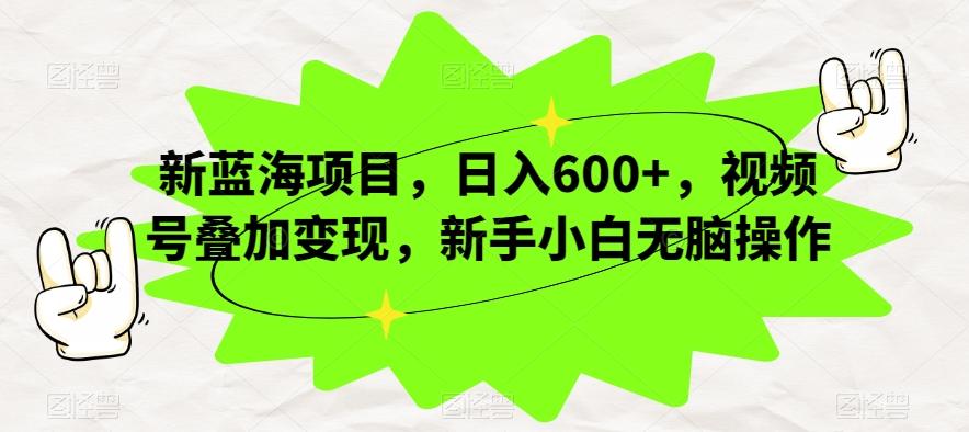 新蓝海项目，日入600+，视频号叠加变现，新手小白无脑操作【揭秘】-川融创客