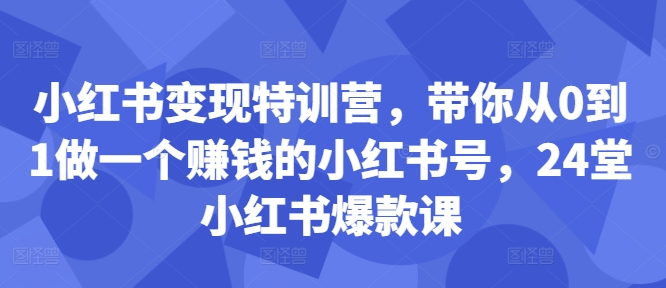 小红书变现特训营，带你从0到1做一个赚钱的小红书号，24堂小红书爆款课-川融创客