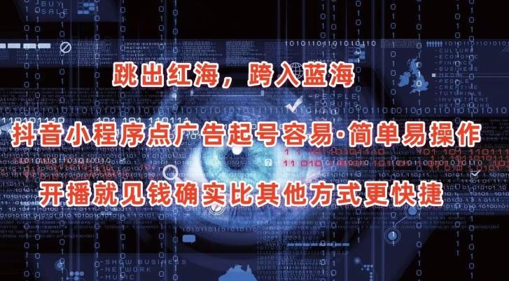 抖音小程序点广告项目，起号容易，简单易操作，开播就见有收益【揭秘】-川融创客