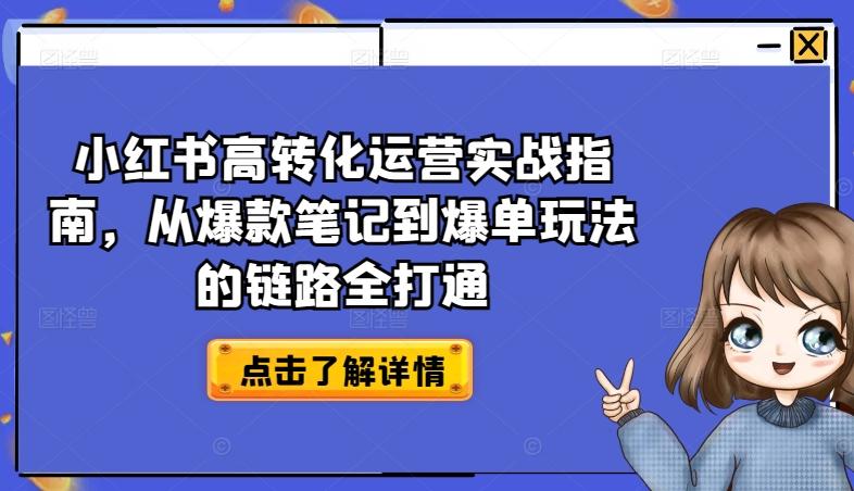 小红书高转化运营实战指南，从爆款笔记到爆单玩法的链路全打通-川融创客