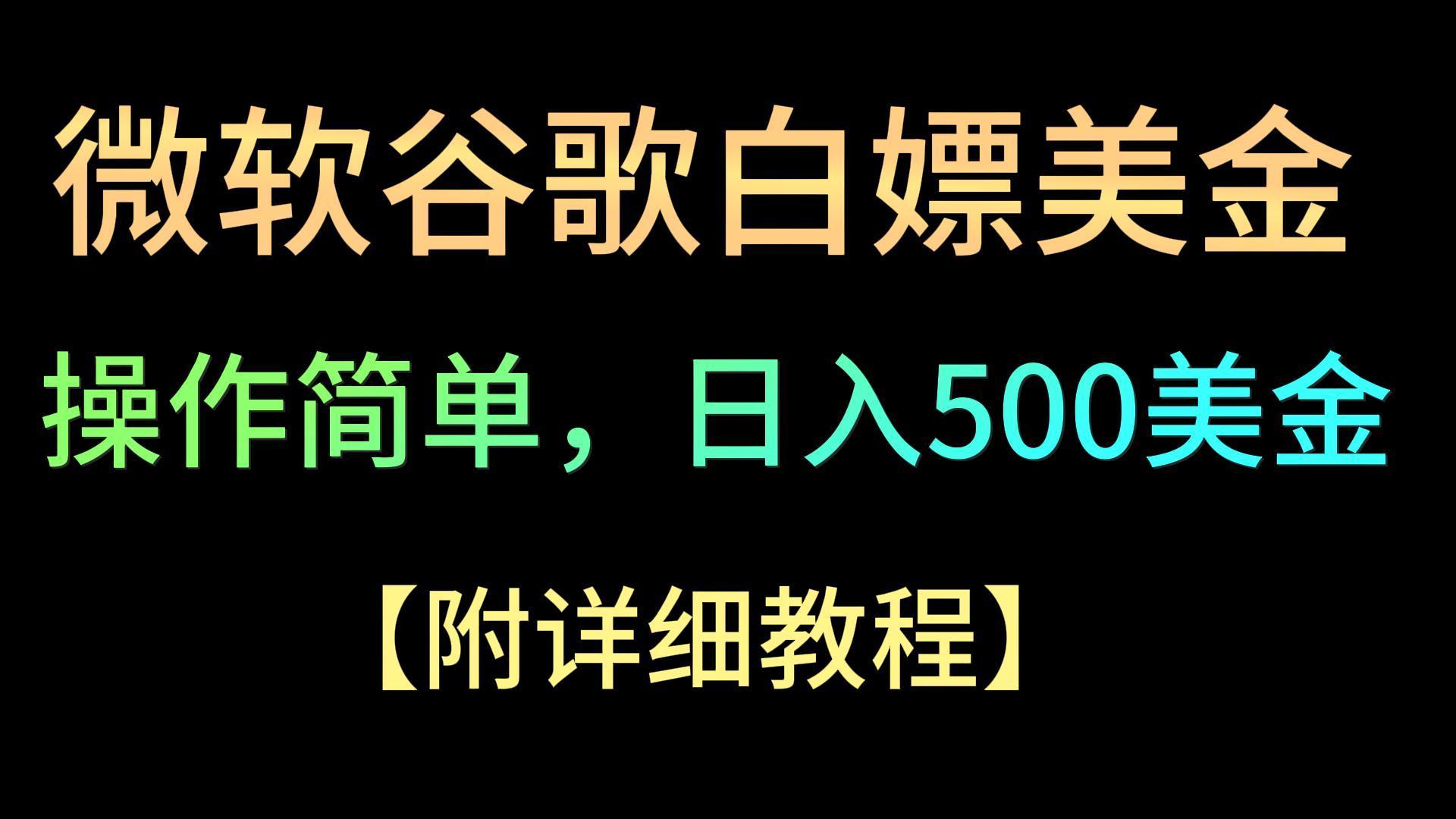 微软谷歌项目3.0，轻松日赚500+美金，操作简单，小白也可轻松入手！-川融创客