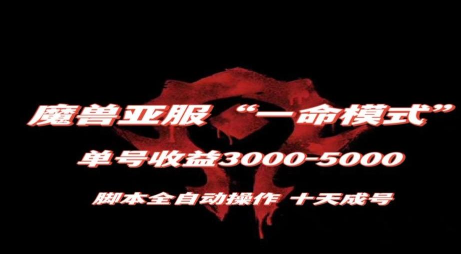 魔兽亚服一命模式，10天成号-单号3千-5千，脚本全自动操作，保姆级教学【揭秘】-川融创客