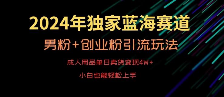 2024年独家蓝海赛道，成人用品单日卖货变现4W+，男粉+创业粉引流玩法，不愁搞不到流量【揭秘】-川融创客