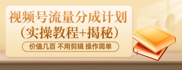 价值几百上千不用剪辑简单操作视频号流量分成计划（实操教程+揭秘）-川融创客