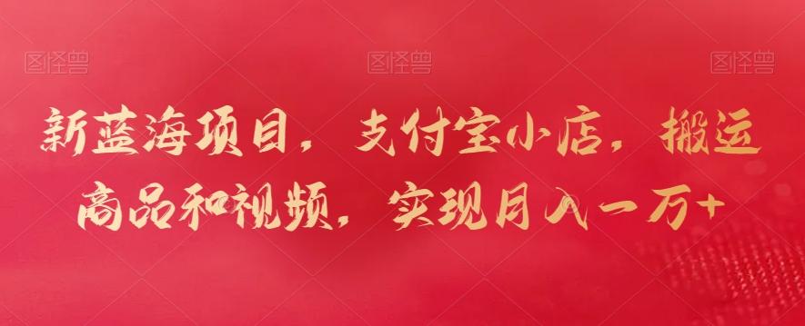 新蓝海项目，支付宝小店，搬运商品和视频，实现月入一万+【揭秘】-川融创客