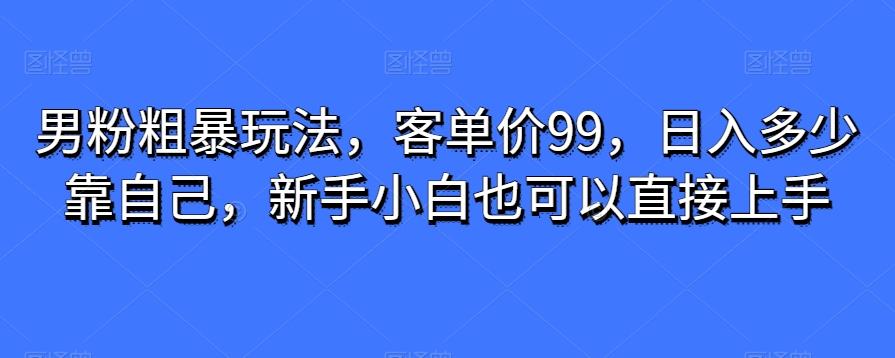 男粉粗暴玩法，客单价99，日入多少靠自己，新手小白也可以直接上手-川融创客
