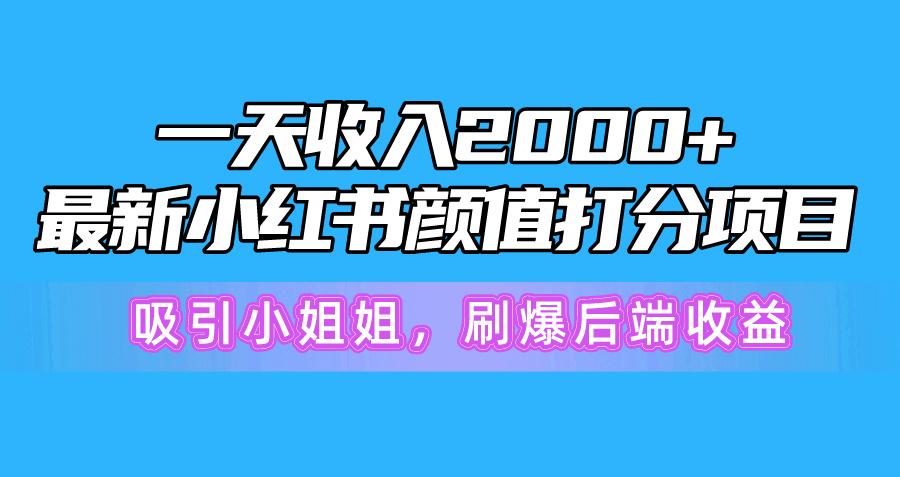 一天收入2000+，最新小红书颜值打分项目，吸引小姐姐，刷爆后端收益-川融创客