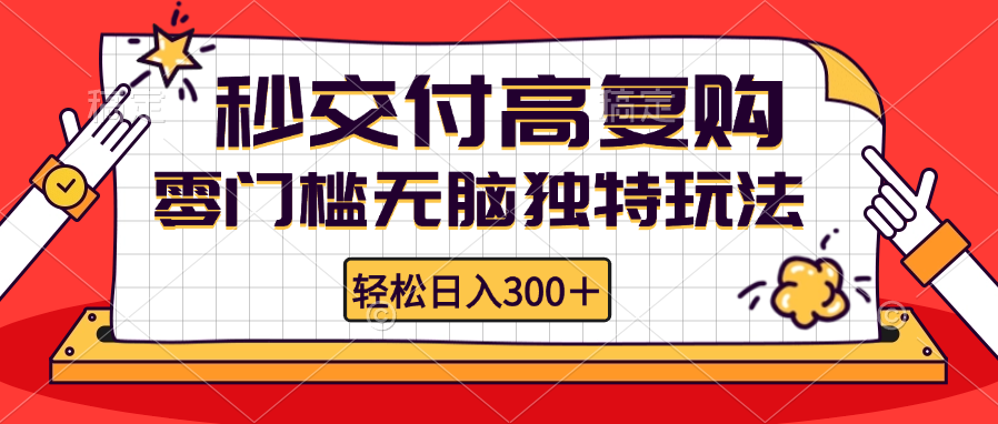 零门槛无脑独特玩法 轻松日入300+秒交付高复购   矩阵无上限-川融创客