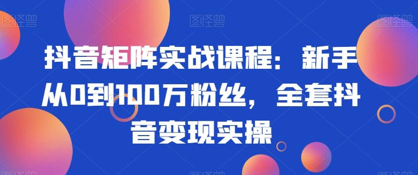 抖音矩阵实战课程：新手从0到100万粉丝，全套抖音变现实操-川融创客