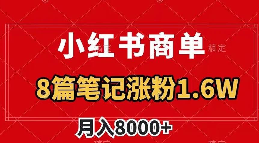 小红书商单最新玩法，8篇笔记涨粉1.6w，作品制作简单，月入8000+【揭秘】-川融创客