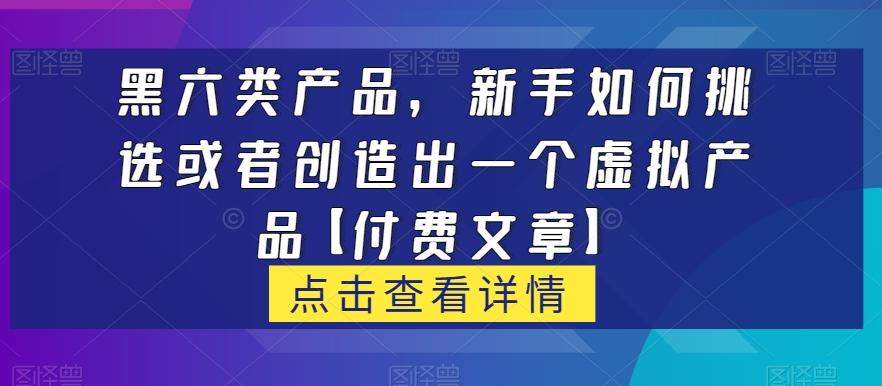 黑六类虚拟产品，新手如何挑选或者创造出一个虚拟产品【付费文章】-川融创客