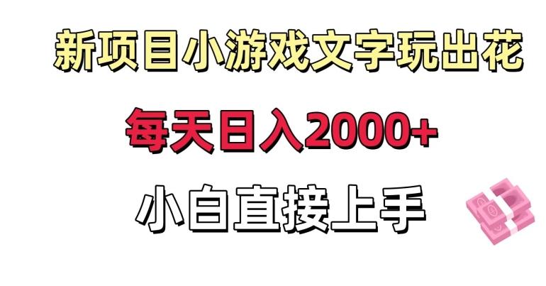 新项目小游戏文字玩出花日入2000+，每天只需一小时，小白直接上手【揭秘】-川融创客