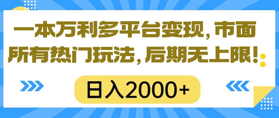 一本万利多平台变现，市面所有热门玩法，日入2000+，后期无上限！-川融创客