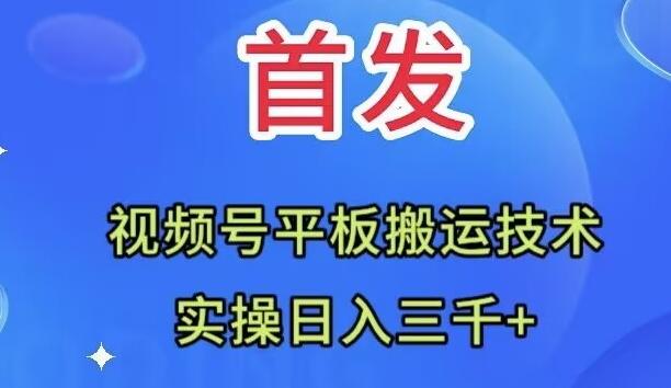 全网首发：视频号平板搬运技术，实操日入三千＋-川融创客