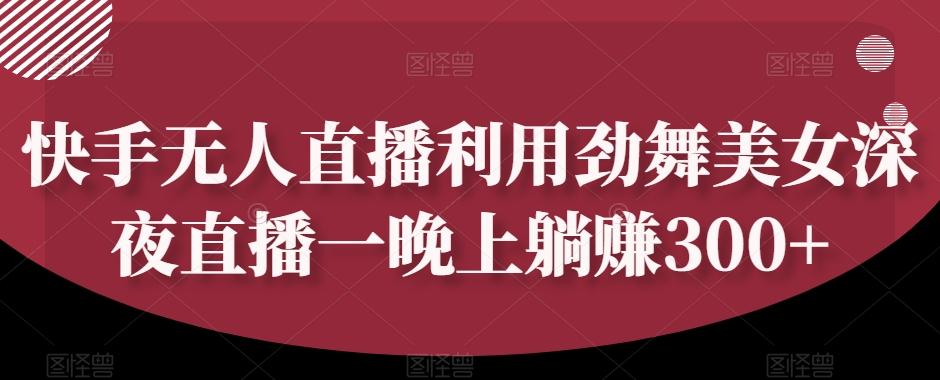 快手无人直播利用劲舞美女深夜直播一晚上躺赚300+-川融创客