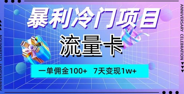 暴利冷门项目，流量卡，一单佣金100+，7天变现1w+-川融创客