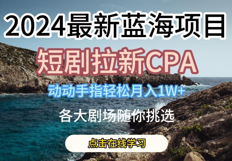2024最新蓝海项日，短剧拉新CPA，动动手指轻松月入1W，全各大剧场随你挑选【揭秘】-川融创客