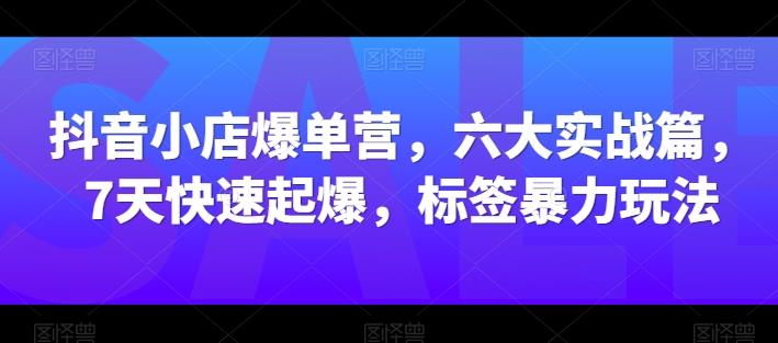 抖音小店爆单营，六大实战篇，7天快速起爆，标签暴力玩法-川融创客