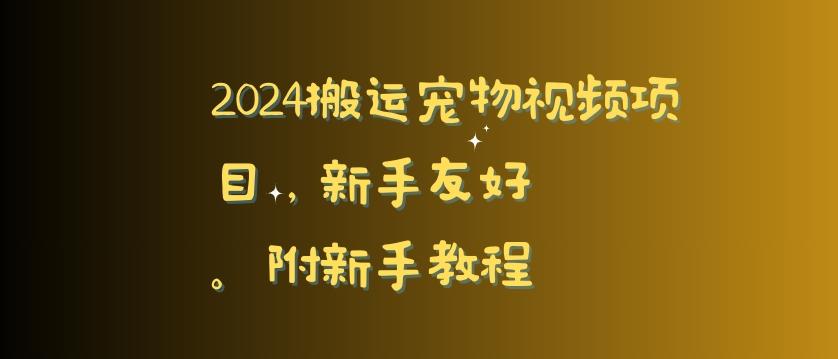 2024搬运宠物视频项目，新手友好，完美去重，附新手教程【揭秘】-川融创客