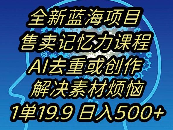 蓝海项目记忆力提升，AI去重，一单19.9日入500+【揭秘】-川融创客
