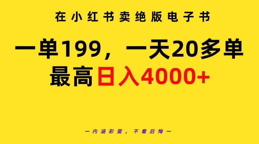 (9401期)在小红书卖绝版电子书，一单199 一天最多搞20多单，最高日入4000+教程+资料-川融创客