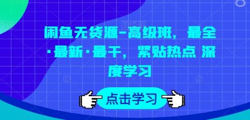 闲鱼无货源-高级班，最全·最新·最干，紧贴热点 深度学习-川融创客