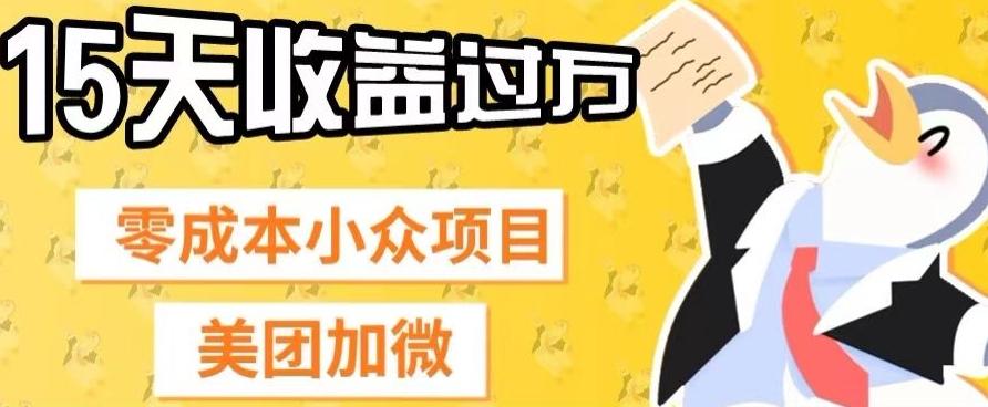零成本小众项目，美团加微，一单4.5+，15天已经有人赚上万收益-川融创客