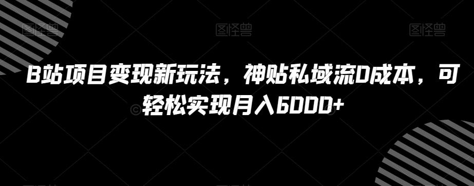 B站项目变现新玩法，神贴私域流0成本，可轻松实现月入6000+【揭秘】-川融创客