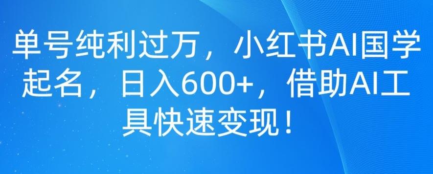 单号纯利过万，小红书AI国学起名，日入600+，借助AI工具快速变现-川融创客