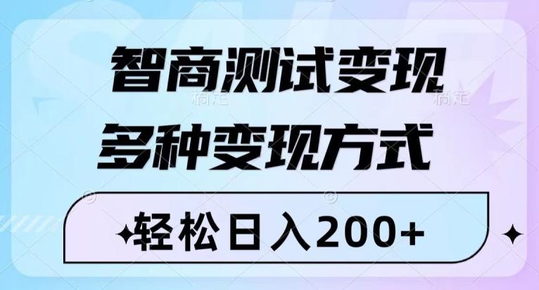 智商测试变现，轻松日入200+，几分钟一个视频，多种变现方式-川融创客