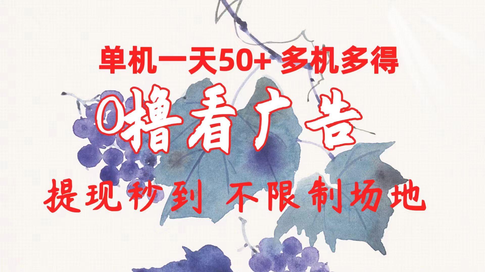 0撸看广告 单机一天50+多机多得 提现秒到 不限制场地操作-川融创客